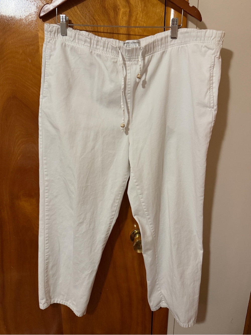 Women's White Drawstring Ankle Pants